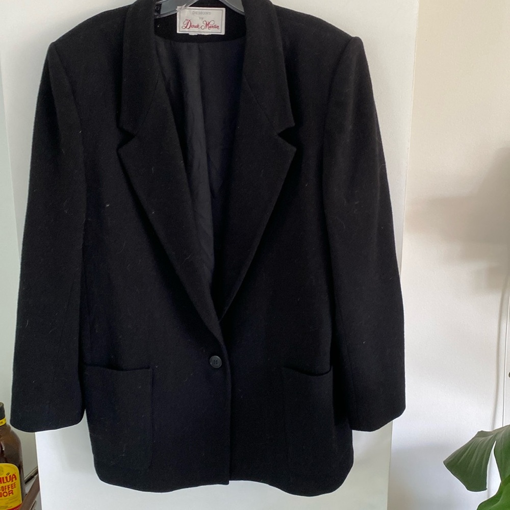 DESIGNS BY DEREK MARTIN black wood oversized blazer suit jacket